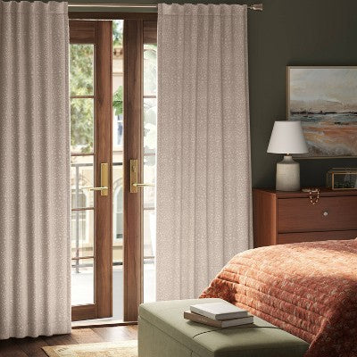 50"x63" Blackout Embossed Velvet Curtain Panel Brown - Threshold: Tiger Print, Recycled Polyester, Rod Pocket