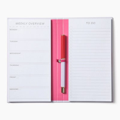 Weekly Planner: Love x June Undated Pink Art Stationery for Adults, 4x7.5 Inch Paper, Glue Binding