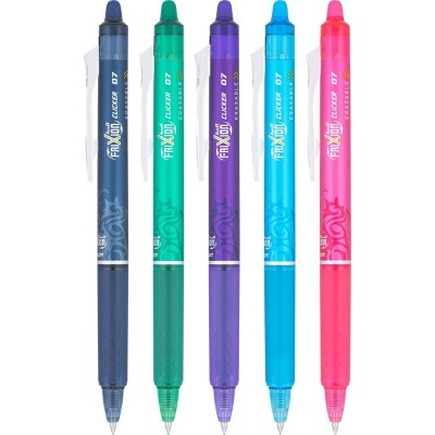Pilot 5pk FriXion Clicker Erasable Gel Pens Fine Point 0.7mm Assorted Inks