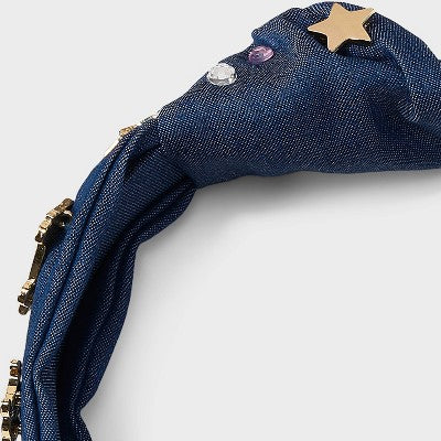 Teacher Icon and Pearl Charm Top Knot Headband - Multicolor