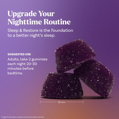 Natrol Sleep & Restore Melatonin Free Gummies for Restorative Sleep with Magnesium, GABA - Cherry - 60ct