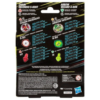 Beyblade Chain Incendio Balance and Arrow Wizard Defense Battle Tops