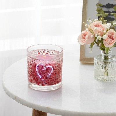 2.5oz LED Gel Light Up Heart Candle Sugared Watermelon - Room Essentials