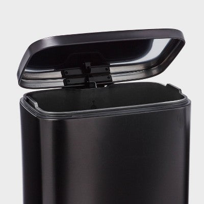 45L Rectangular Black Stainless Step Trash Can - Brightroom (LOCAL PICKUP ONLY)
