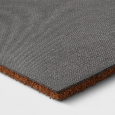 1'10"x3'11" Welcome Estate Doormat - Threshold: Outdoor Coir Door Mat, Medium Pile, Black, Rectangle, Shake Clean (LOCAL PICKUP ONLY)