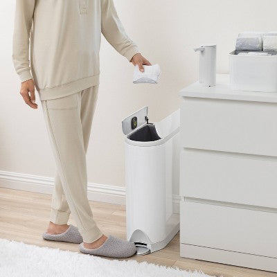 simplehuman 18L Diaper Can - White Steel