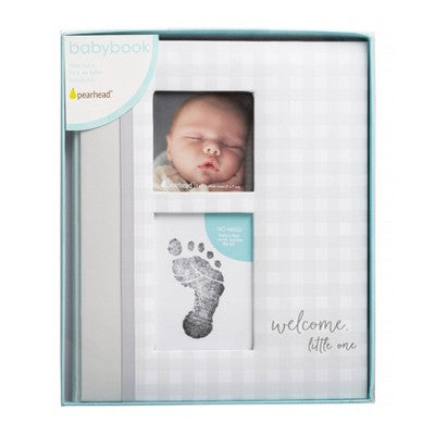 Pearhead Gingham Baby Memory Book - Gray