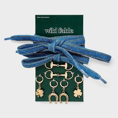 Denim Shoelace and Shoe Charm Set - Wild Fable Gold