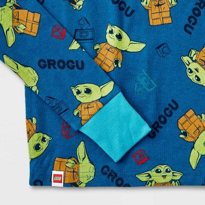 Boys' LEGO Star Wars: The Mandalorian 2pc Snug Fit Pajama Set with Slippers - Turquoise Blue 10