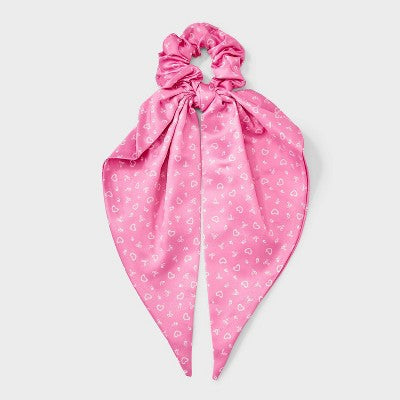 Valentines Rose Heart Bow Printed Twister with Tails - Pink