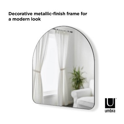 34" x 36" Hubba Arched Mirror Metallic Titanium - Umbra: Modern Oval Wall Mount, No Assembly, Steel Frame (LOCAL PICKUP ONLY)
