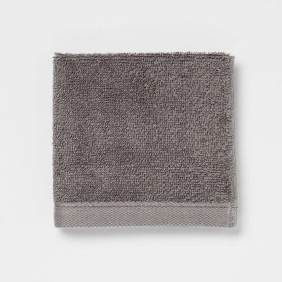 8pk Antimicrobial Washcloth Set Gray - Room Essentials: Midweight Cotton Terry, Machine Washable