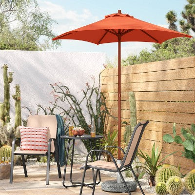 6' Round Solid Monochrome Outdoor Patio Market Umbrellas Red with Red Pole - Room Essentials (LOCAL PICKUP ONLY)