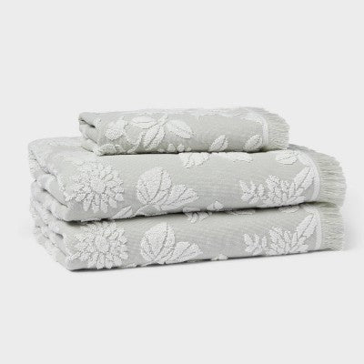 Texture Floral Hand Towel Green - Threshold