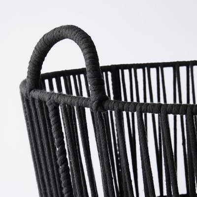 S Water Hyacinth and Black Cotton Rope Basket - Threshold: Round Decorative Storage for 13" Cube System