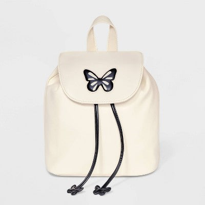 Kids' 8.5" Butterfly Faux Leather Mini Backpack - art class White