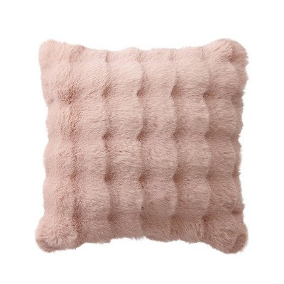 20" Bubble Faux Fur Square Indoor Throw Pillow Blush