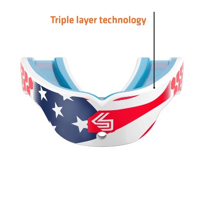 Shock Doctor Sport Gel Max Pro Stars and Stripes - Youth: Strapless Mouth Guard, BPA-Free