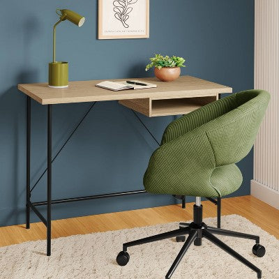 Wood and Metal Dorm Writing Desk with Storage Natural - Room Essentials (LOCAL PICKUP ONLY)