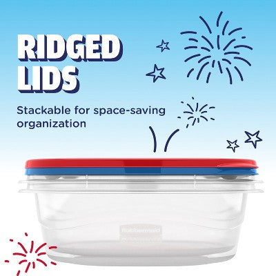 Rubbermaid 2pcTakeAlongs 11.7C/2.77L Large Square Summer Food Storage Containers - Red/Blue