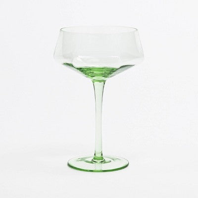 over&back 11 fl oz Facet Coupe Glass Bright Green Aqua