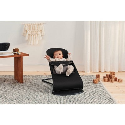 BabyBjorn Bouncer Balance Soft Woven - Black/Dark Gray: Cotton, Reclining Seat, Machine Washable, 3-Point Harness (LOCAL PICKUP ONLY)