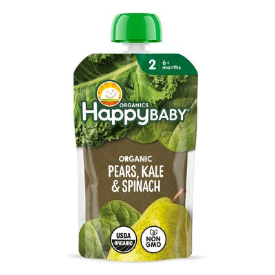 Happy Baby Organics Clearly Crafted Stage 2 Pears, Kale & Spinach 4oz