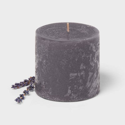 3" x 3" Pillar Candle Charcoal and Black Teak - Threshold: Paraffin Wax, 35hr Burn Time