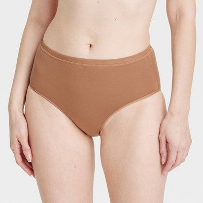 Women's 6pk Cotton Stretch Briefs Underwear - Auden Assorted Neutral XS: High Rise, Midweight, Pull-On