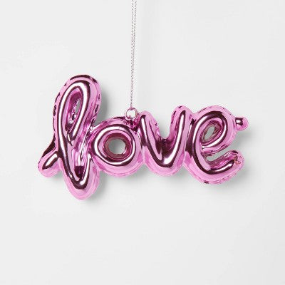 Metallic 'Love' Balloon Christmas Tree Ornament Pink - Wondershop: Indoor Use, 2.5" Height, No Battery Required