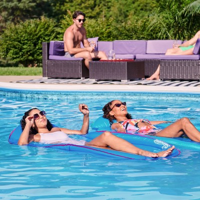 SwimWays Spring Float Inflatable Pool Lounger with Hyper-Flate Valve Blue