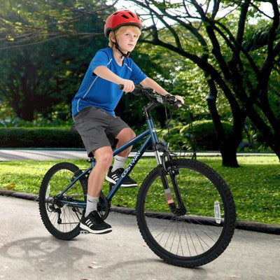 Costway 24 Inch Kids Mountain Bike for Boys Girls Aged 8+ Years Old with Suspension Fork Navy (LOCAL PICKUP ONLY)