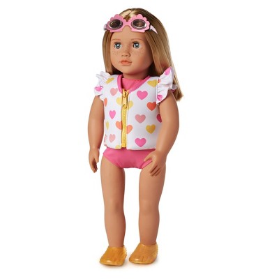 Our Generation Love to Swim Heart-Print Life Vest Outfit for 18" Dolls: Girl Doll Clothing & Accessories Set