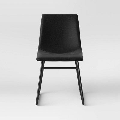 2pk Bowden Faux Leather Dining Chairs Black - Threshold: Modern Upholstered, Plywood Frame, 250lb Capacity (LOCAL PICKUP ONLY)