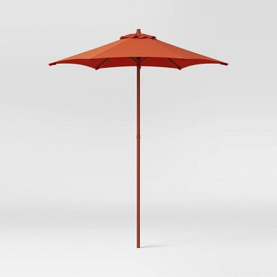 6' Round Solid Monochrome Outdoor Patio Market Umbrellas Red with Red Pole - Room Essentials (LOCAL PICKUP ONLY)