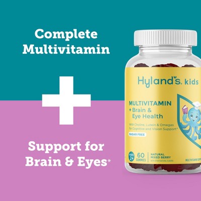 Hyland's Kids Multivitamin + Brain & Eye Health, Sugar-Free Gummies - 60ct: Mixed Berry Flavor