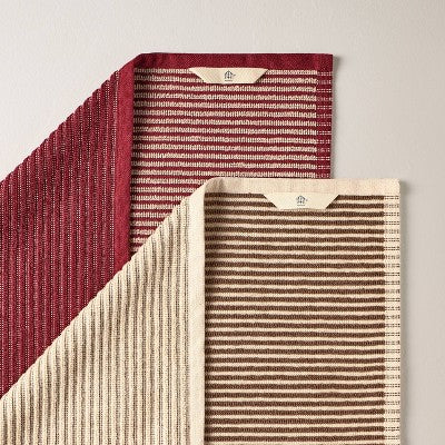 Set of 2 Striped Terry Kitchen Towels Burgundy - Hearth & Hand with Magnolia