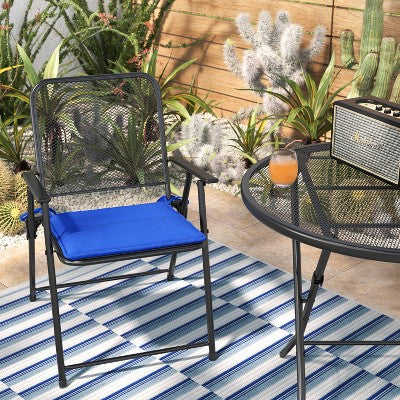 16"x16" Solid Outdoor Chair Seat Cushion Cobalt Blue - Room Essentials
