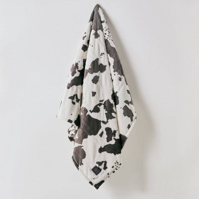 Brookstone Heated Printed Plush Cow Warm Gray