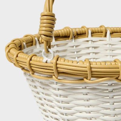 12" Easter Plastic Willow Basket White with Natural - Spritz