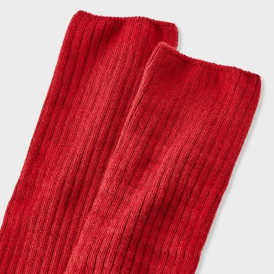 Women's Ribbed Super Soft Slouch Crew Boot Socks - Auden Red 4-10
