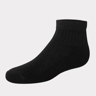 Hanes Boys' 12pk Cushioned Ankle Athletic Socks - Black S
