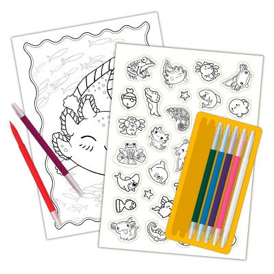 Axolotl Coloring Book with Color Glitch Markers