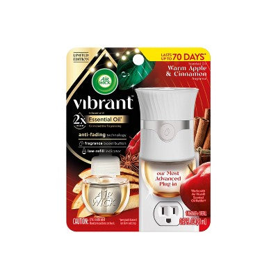 Air Wick Vibrant Scented Oil Air Freshener Starter Kit - Warm Apple & Cinnamon - 0.67 fl oz/2pk