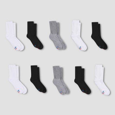 Hanes Boys' X-Temp 10pk Athletic Crew Socks - Color May Vary L