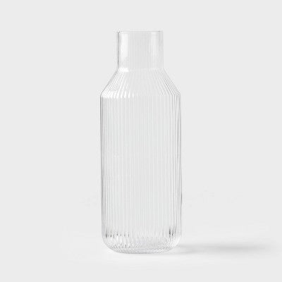 Ribbed Glass Carafe Clear - Threshold: Dishwasher-Safe Beverage Server, 50oz Cold Drink Pitcher, Cadmium-Free Glass