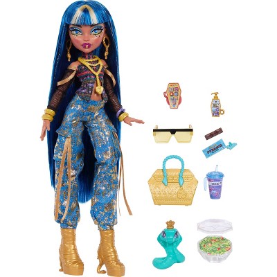 Monster High Cleo De Nile Fashion Doll in Cargo Pants with Pet Hissette and 7 Accessories
