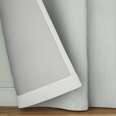 42"x84" Blackout Baby Striped Window Curtain Panel Gray/Ivory - Room Essentials: Room Darkening, Energy Efficient