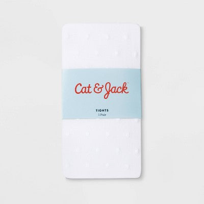 Girls' High Waisted Swiss Dot Tights - Cat & Jack Fresh White L