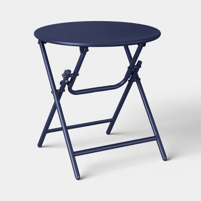 Metal Round Open Weave Accent Patio End Table Navy - Threshold (LOCAL PICKUP ONLY)
